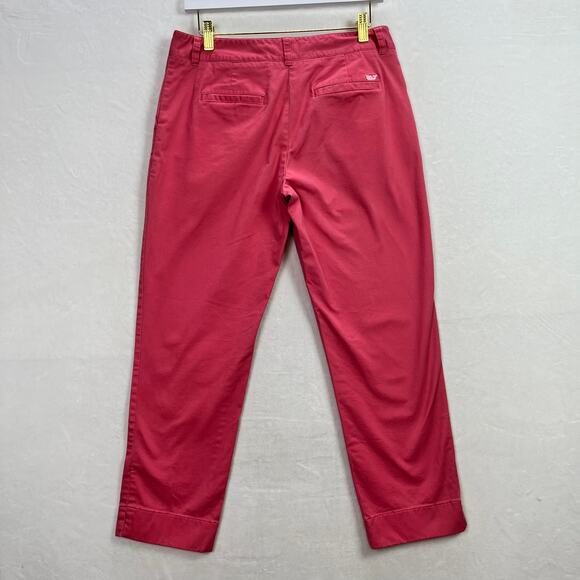 Vineyard Vines Coral Stretch Cropped Chino Dress Pants with Pockets, Size 8 - Picture 2 of 10